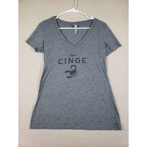 Cuervo Cinge Shirt Womens Medium M V Neck Cotton Short Sleeve Pullover Scorpion